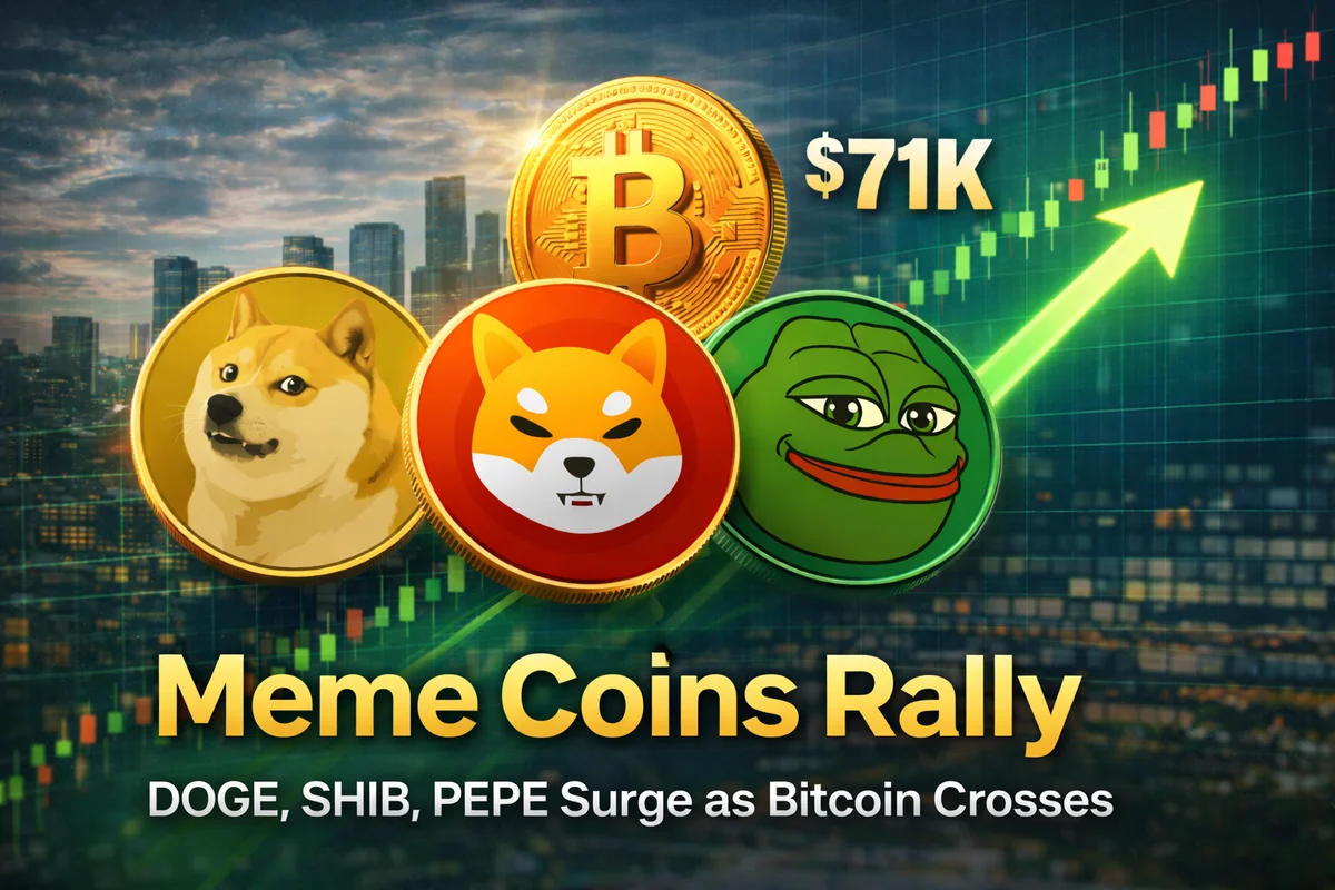 Meme Coins Rally: DOGE, SHIB, PEPE Surge as Bitcoin Crosses $71K